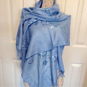 Beautiful Pashmina Shawl with hand sown sequin
Blue